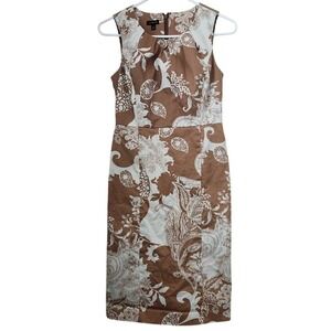 Talbots Women Brown Paisley Print Sleeveless Sheath Dress Size 2 F23